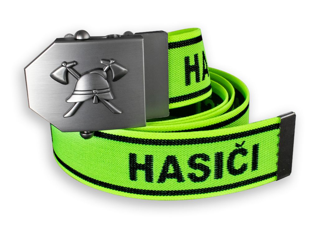 Detský opasek elastický HASICI 3D - neonový + cerný nápis