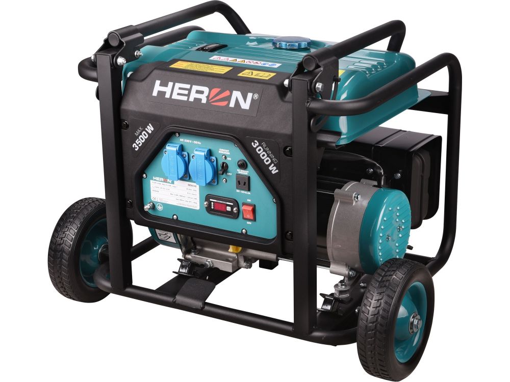 HERON elektrocentrála benzínová, 7,5HP/3,5kW, podvozek - 