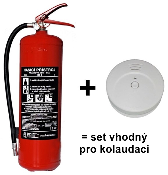 Kolaudacní set - práškový hasicí prístroj P6Te + hlásic