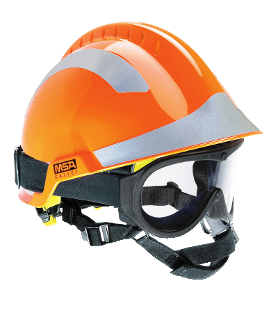 Prilba F2 X-TREM oranžová, brýle Responder, vetraná, držák svítilny