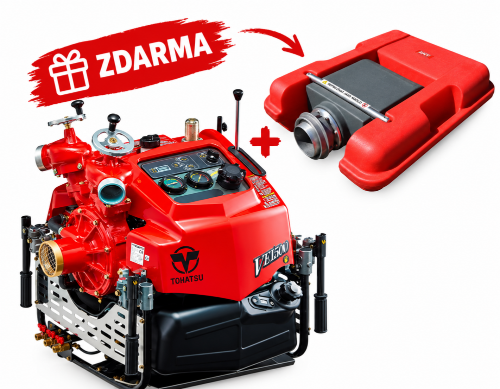 TOHATSU VE 1500 přenosná motorová stříkačka s vřetenovými uzávěry + Plovoucí sací koš Amphibio MINI 