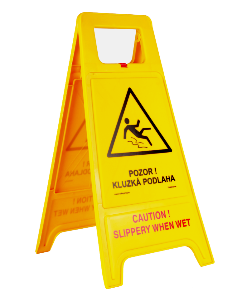 Výstražný stojan - POZOR Kluzká podlaha
